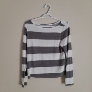 Gray and White Striped Sweater